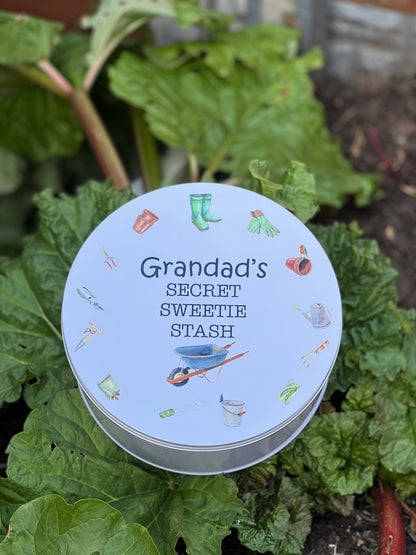 Personalised Gardening Grandad's Secret Sweetie Stash Tin