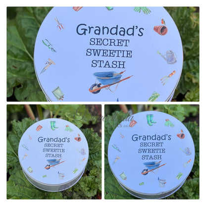 Personalised Gardening Grandad's Secret Sweetie Stash Tin