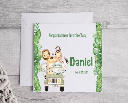 Safari Animals Baby Card