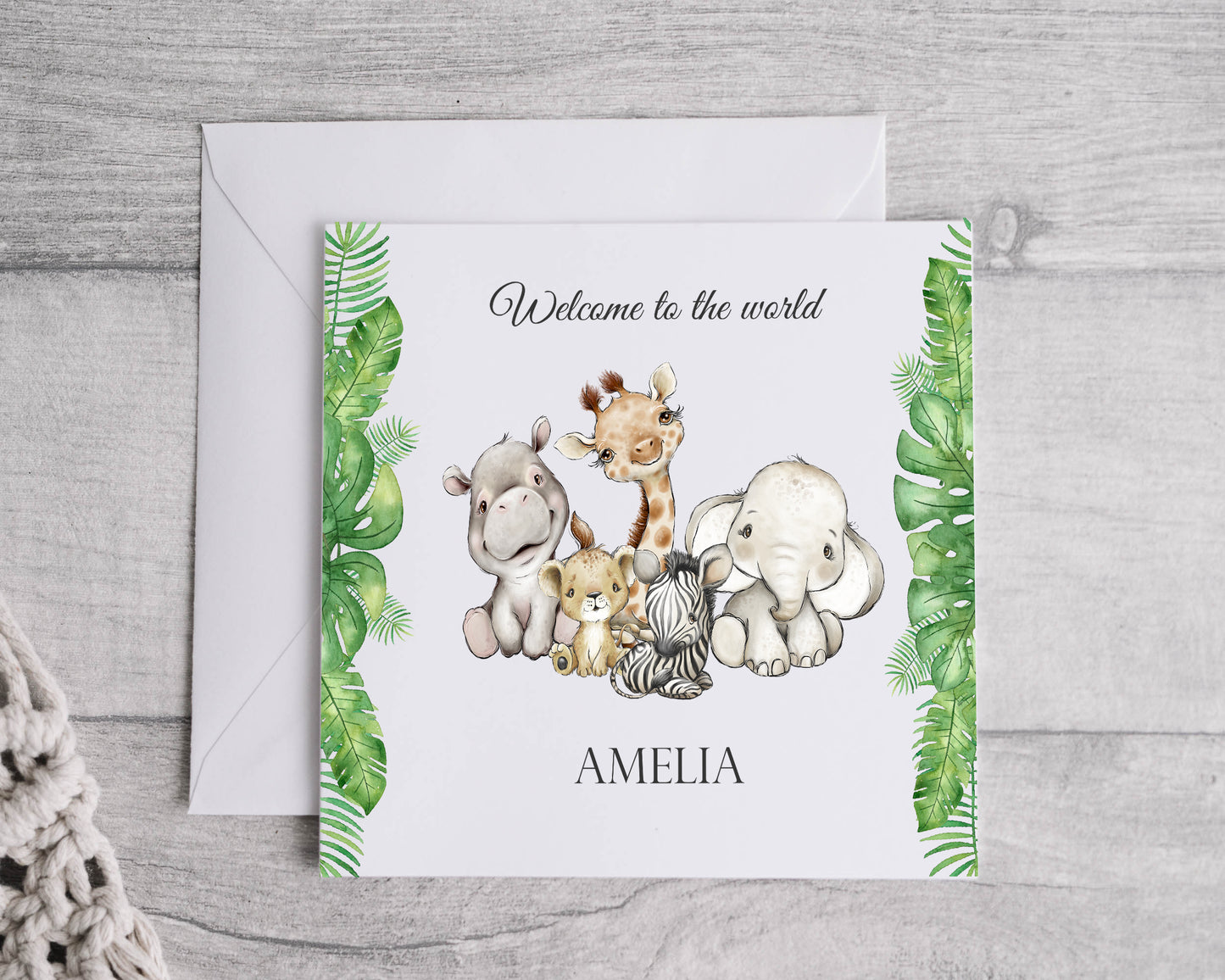 Safari Animals Baby Card