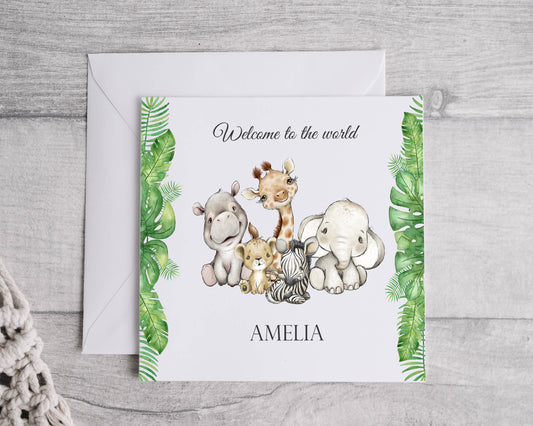 Safari Animals Baby Card