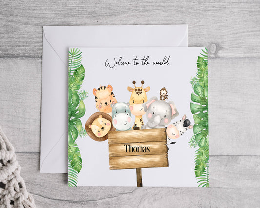 Safari Animals Baby Card