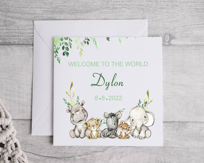 Safari Animal Baby Card