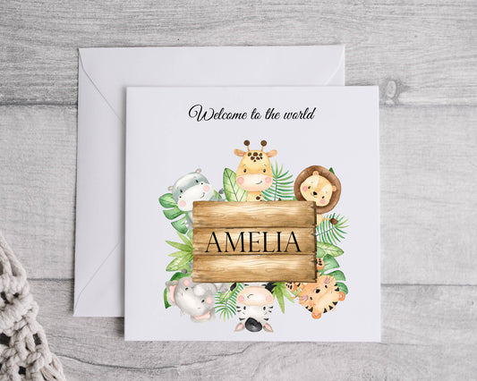 Safari Animals Baby Card