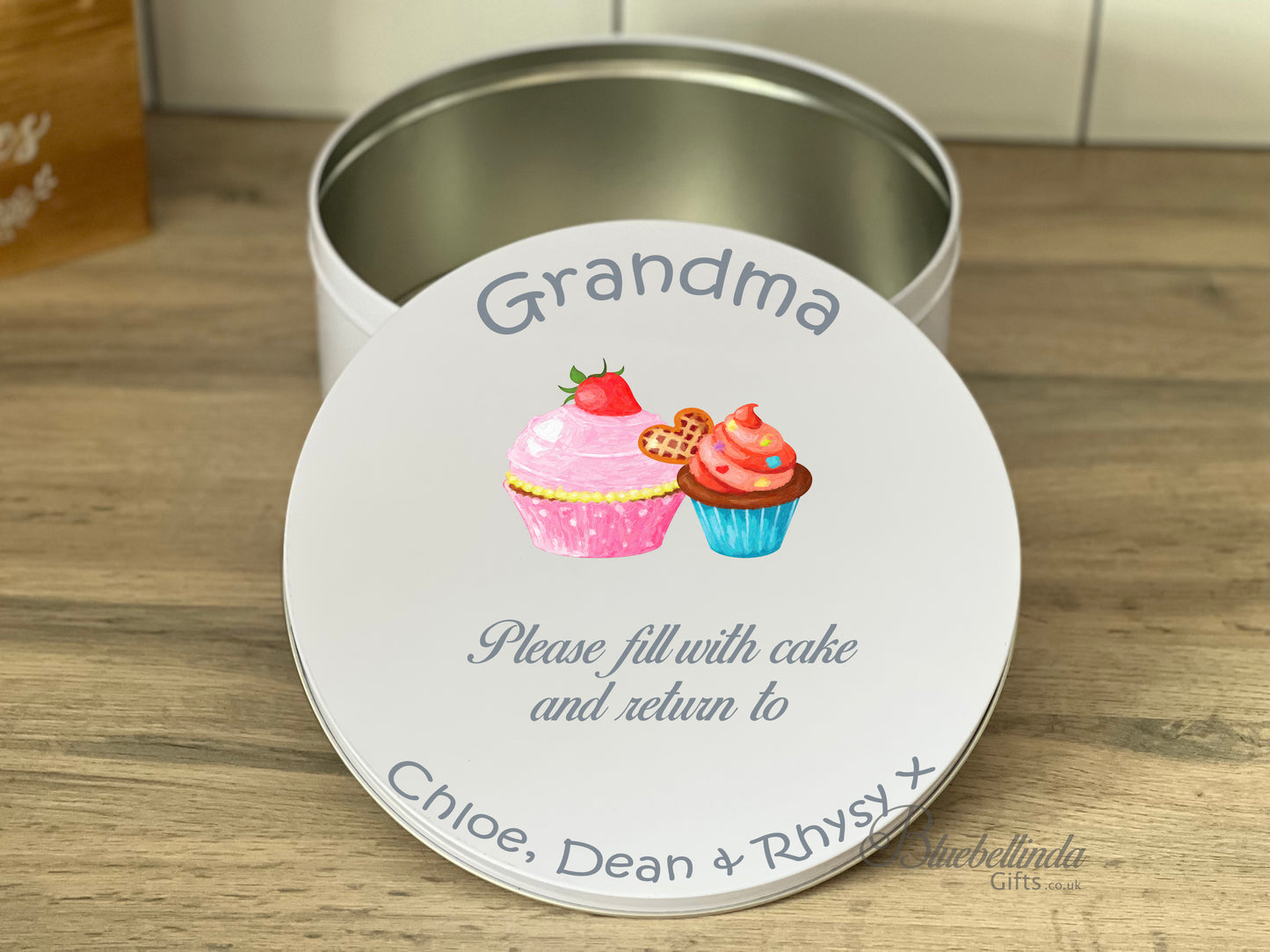 Personalised Please Fill With Cake & Return Cake Tin