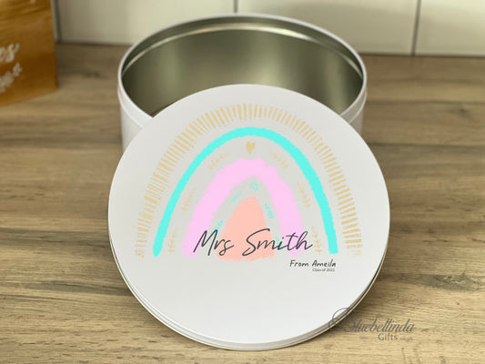 Personalised Rainbow Teacher Tin