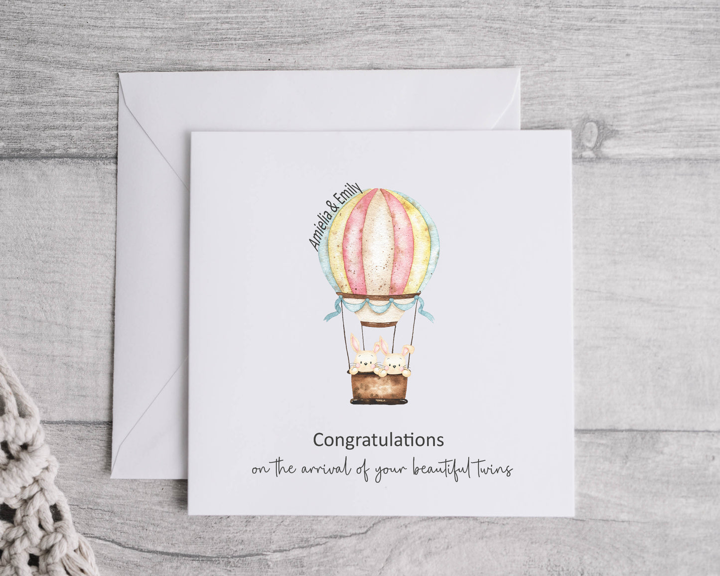 Personalised Hot Air Balloon Baby Card