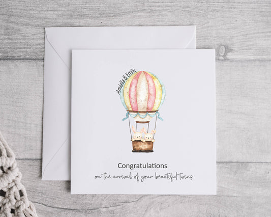 Personalised Hot Air Balloon Baby Card