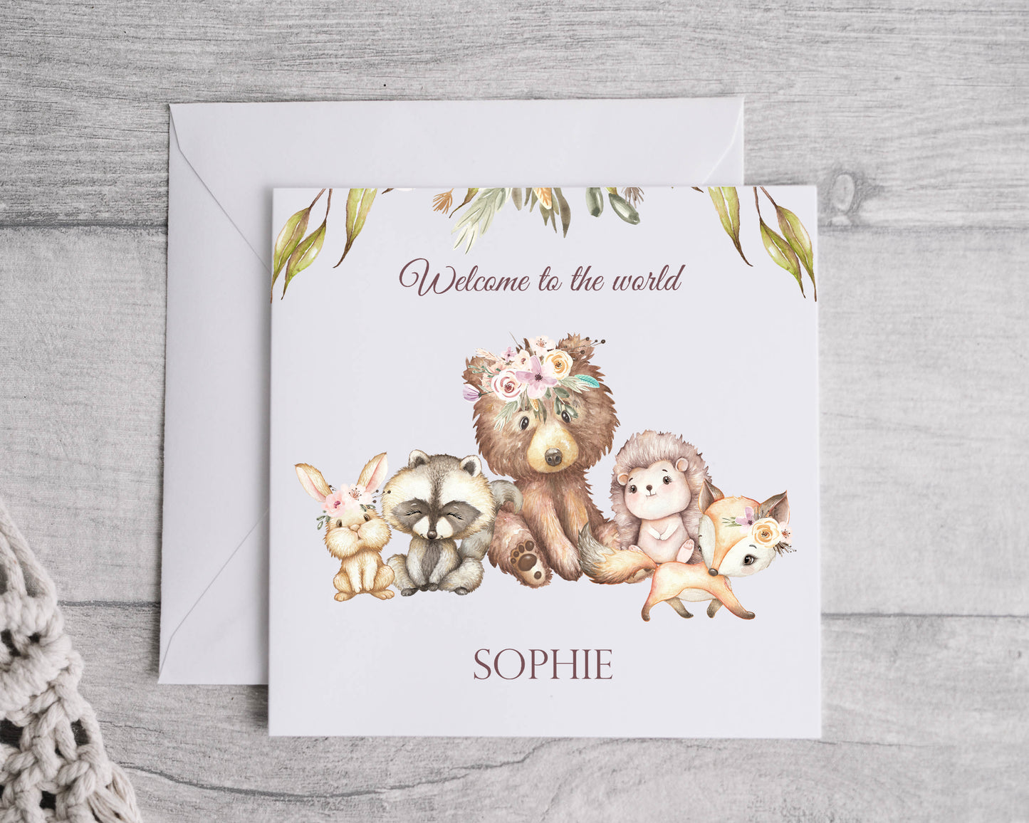 Woodland Animals Baby Card