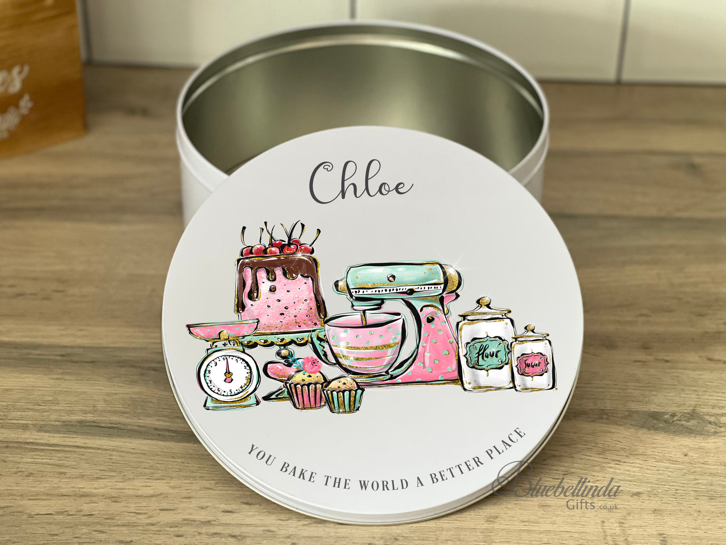 Personalised You Bake The World A Better Place Cake Tin